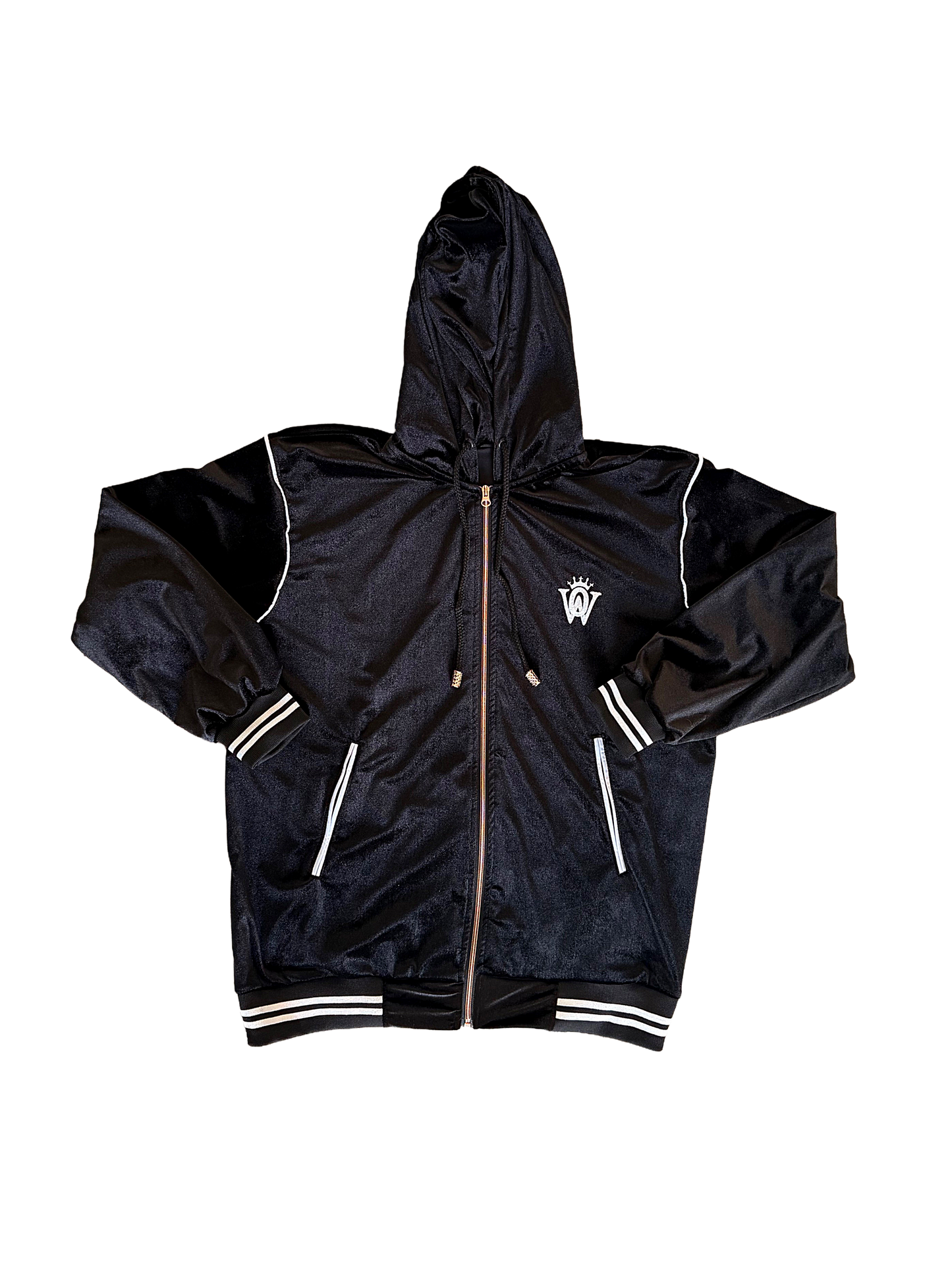 Velvet Zip Up Jacket Black