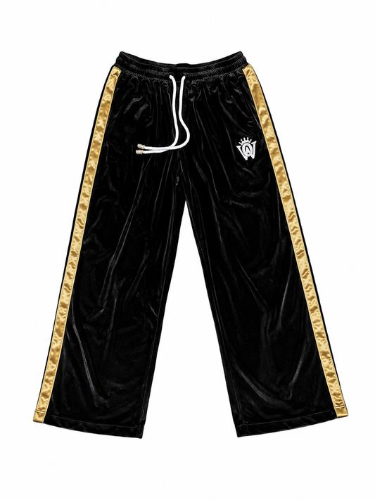 Velvet Satin Pants Black/Gold