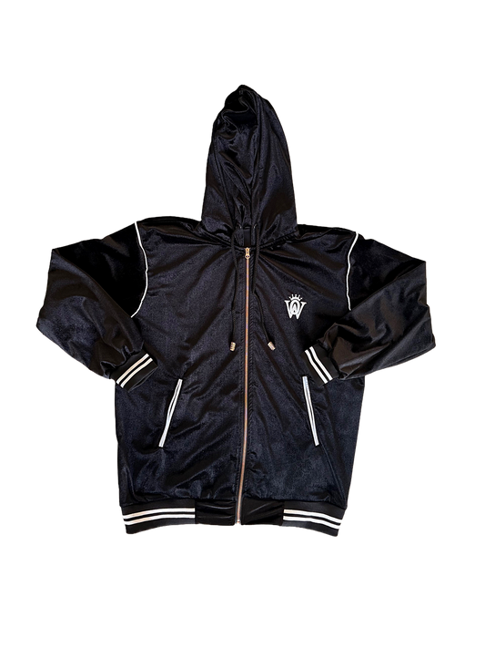 Velvet Zip Up Jacket Black