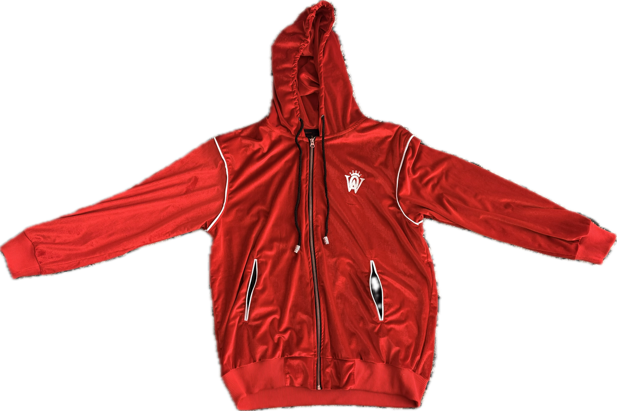 Velvet Zip Up Jacket Red – Well Off Forever
