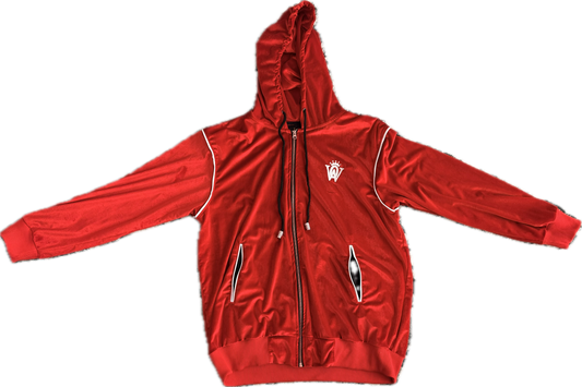 Velvet Zip Up Jacket Red